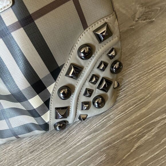 Authentic Burberry Nova Check Studded Tote - Picture 10 of 14
